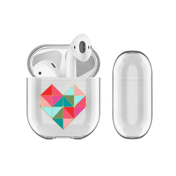 Monika Strigel Geo Hearts Colourful Clear Hard Crystal Cover for Apple AirPods 1 1st Gen / 2 2nd Gen Charging Case