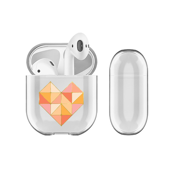 Monika Strigel Geo Hearts Orange Clear Hard Crystal Cover for Apple AirPods 1 1st Gen / 2 2nd Gen Charging Case