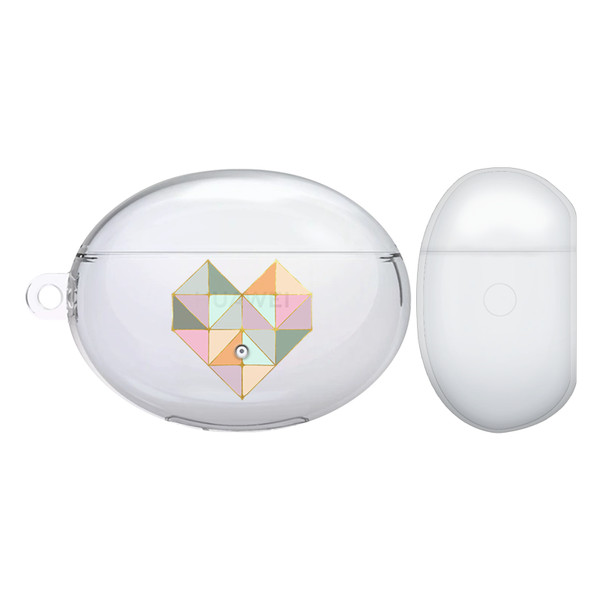 Monika Strigel Geo Hearts Mint Clear Hard Crystal Cover for Huawei Freebuds 4