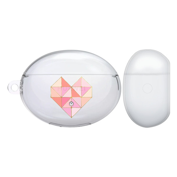 Monika Strigel Geo Hearts Peach Clear Hard Crystal Cover for Huawei Freebuds 4