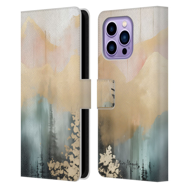 Nature Magick Fascinating Hills Watercolor Leather Book Wallet Case Cover For Apple iPhone 14 Pro Max