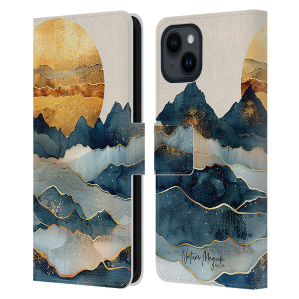 Nature Magick Fascinating Hills Under The Moon Leather Book Wallet Case Cover For Apple iPhone 15