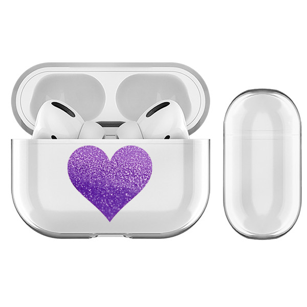Monika Strigel Hearts Glitter Color Purple Clear Hard Crystal Cover for Apple AirPods Pro Charging Case