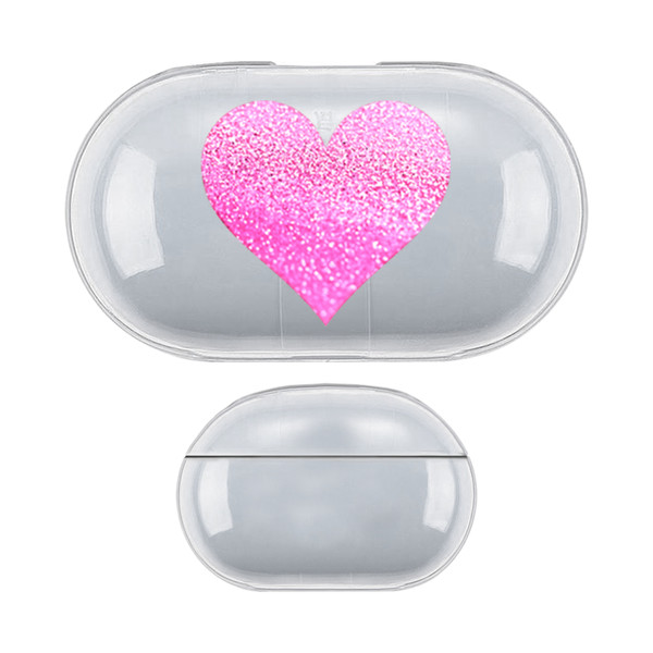 Monika Strigel Hearts Glitter Color Pink Clear Hard Crystal Cover for Samsung Galaxy Buds / Buds Plus