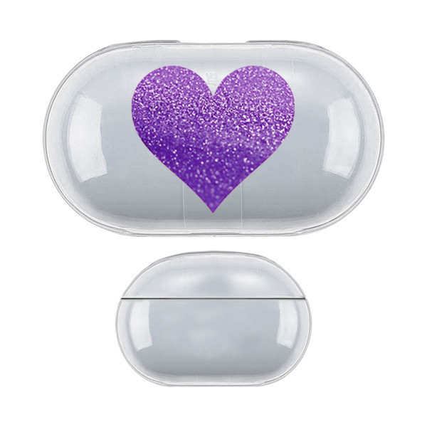 Monika Strigel Hearts Glitter Color Purple Clear Hard Crystal Cover for Samsung Galaxy Buds / Buds Plus