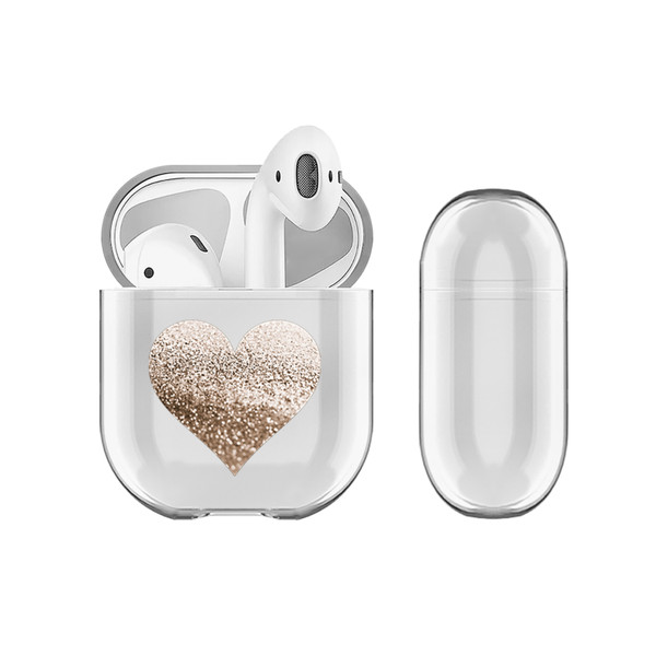 Monika Strigel Hearts Glitter Pastel Champagne Clear Hard Crystal Cover for Apple AirPods 1 1st Gen / 2 2nd Gen Charging Case