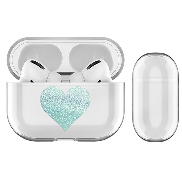 Monika Strigel Hearts Glitter Pastel Mint Clear Hard Crystal Cover for Apple AirPods Pro Charging Case
