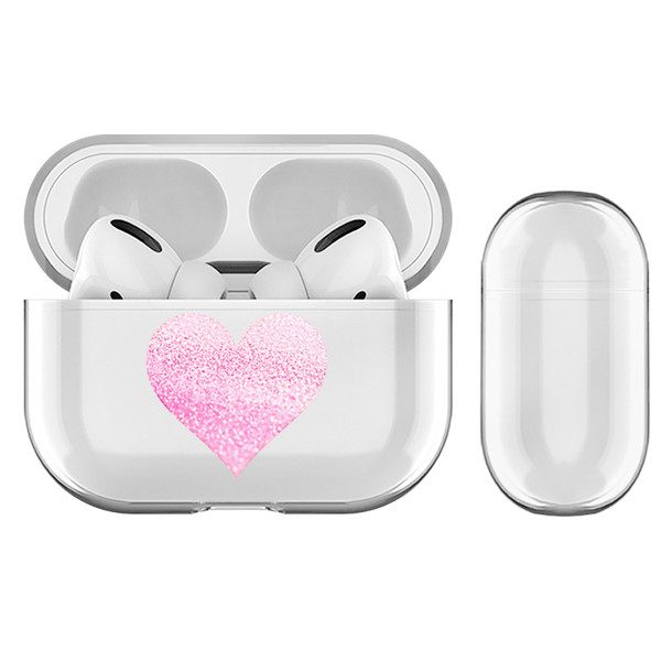 Monika Strigel Hearts Glitter Pastel Pink Clear Hard Crystal Cover for Apple AirPods Pro Charging Case