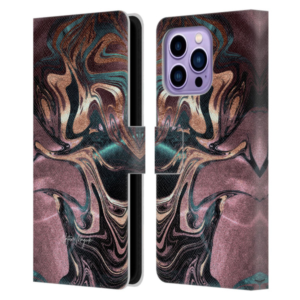 Nature Magick Luxe Gold Marble Metallic Bronze Leather Book Wallet Case Cover For Apple iPhone 14 Pro Max