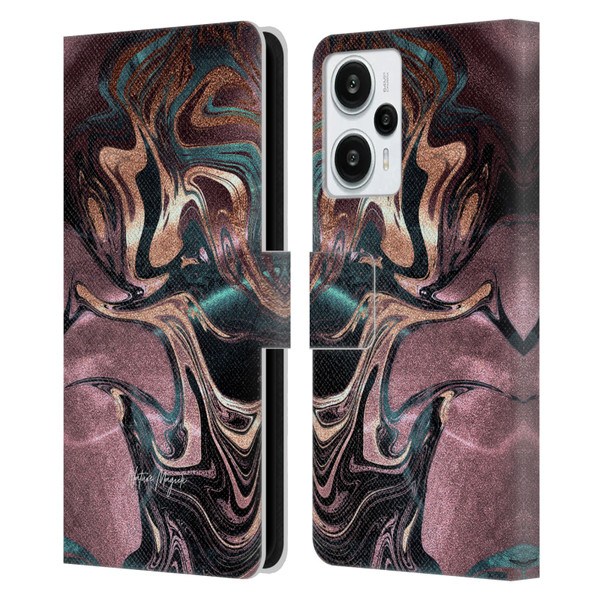 Nature Magick Luxe Gold Marble Metallic Bronze Leather Book Wallet Case Cover For Xiaomi Redmi Note 12T