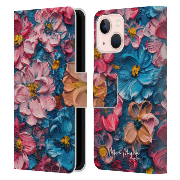 Nature Magick Paint Blobs Elegant Leather Book Wallet Case Cover For Apple iPhone 13 Mini