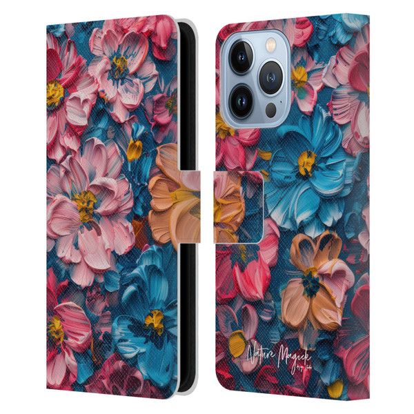 Nature Magick Paint Blobs Elegant Leather Book Wallet Case Cover For Apple iPhone 13 Pro