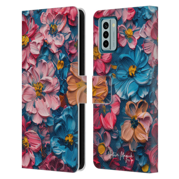Nature Magick Paint Blobs Elegant Leather Book Wallet Case Cover For Nokia G42