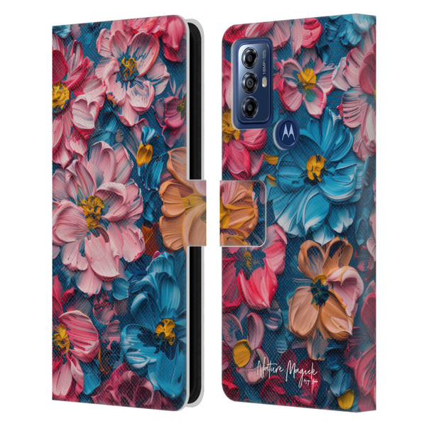 Nature Magick Paint Blobs Elegant Leather Book Wallet Case Cover For Motorola Moto G Play (2023)
