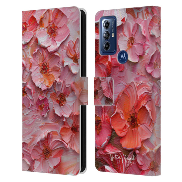Nature Magick Paint Blobs Poppy Leather Book Wallet Case Cover For Motorola Moto G Play (2023)