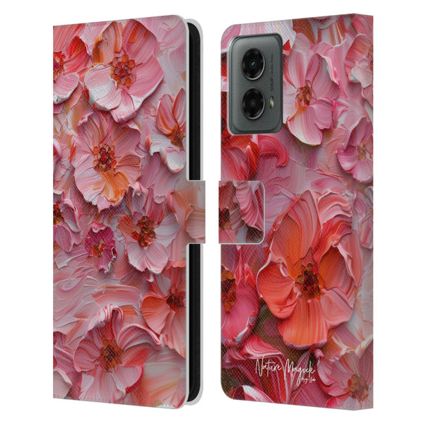 Nature Magick Paint Blobs Poppy Leather Book Wallet Case Cover For Motorola Moto G (2024)