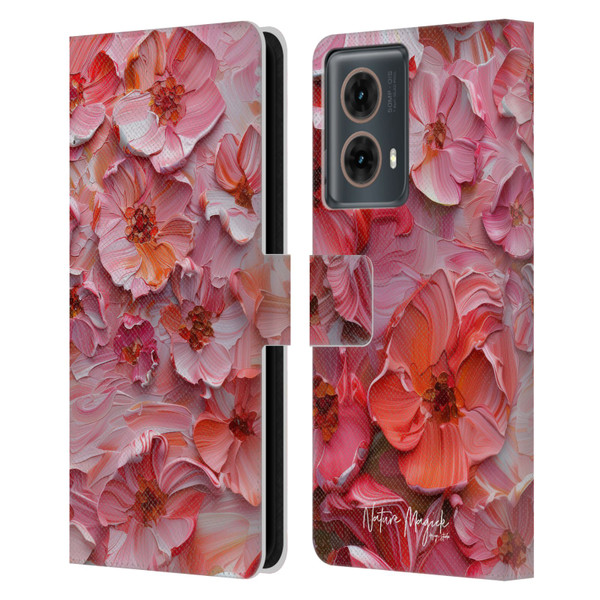 Nature Magick Paint Blobs Poppy Leather Book Wallet Case Cover For Motorola Moto G85