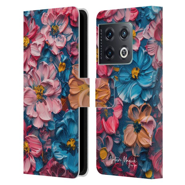 Nature Magick Paint Blobs Elegant Leather Book Wallet Case Cover For OnePlus 10 Pro