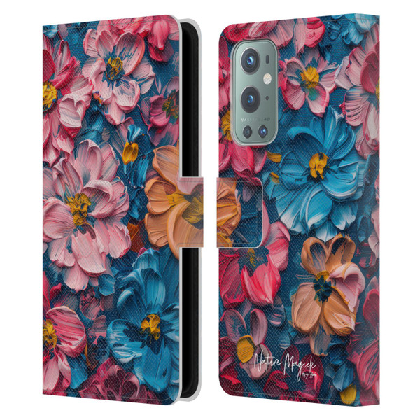 Nature Magick Paint Blobs Elegant Leather Book Wallet Case Cover For OnePlus 9