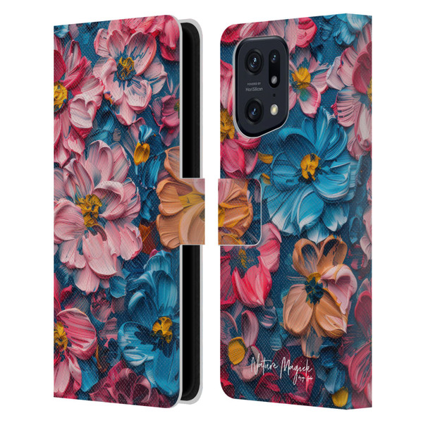 Nature Magick Paint Blobs Elegant Leather Book Wallet Case Cover For OPPO Find X5 Pro