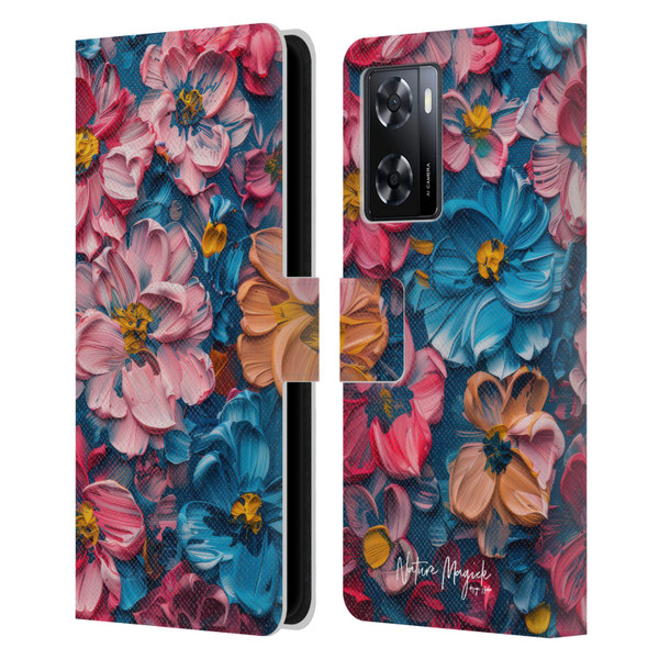 Nature Magick Paint Blobs Elegant Leather Book Wallet Case Cover For OPPO A57s