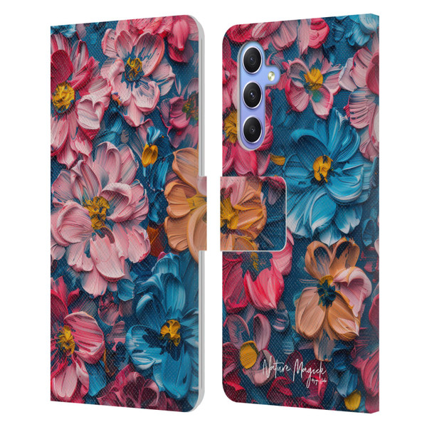 Nature Magick Paint Blobs Elegant Leather Book Wallet Case Cover For Samsung Galaxy A34 5G