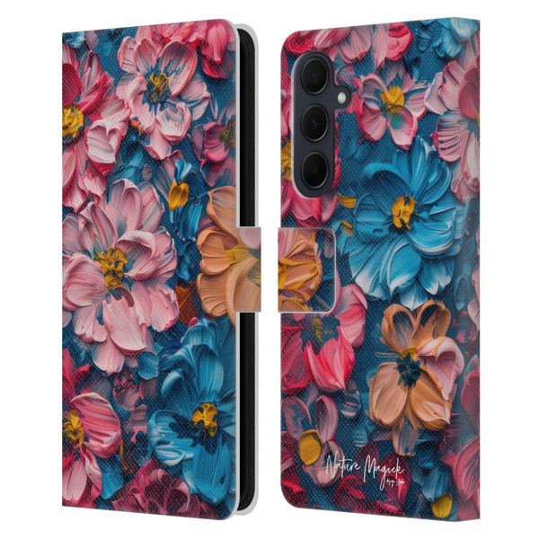 Nature Magick Paint Blobs Elegant Leather Book Wallet Case Cover For Samsung Galaxy A35 5G