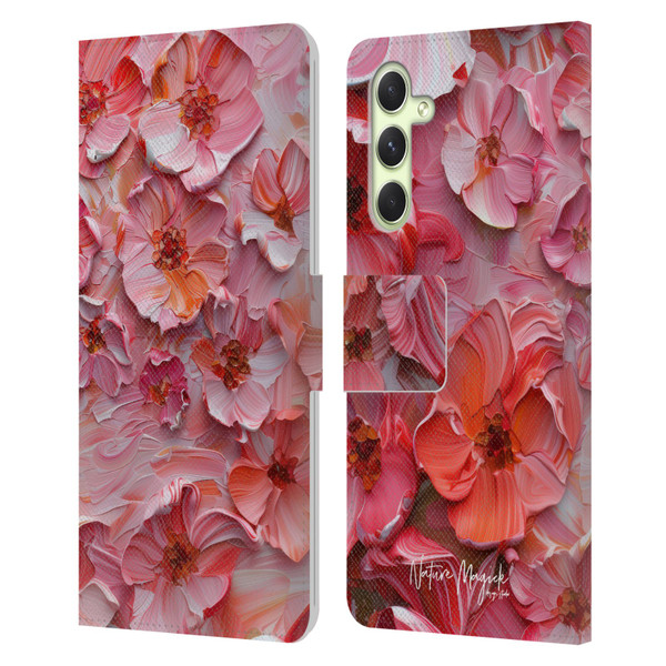 Nature Magick Paint Blobs Poppy Leather Book Wallet Case Cover For Samsung Galaxy A54 5G
