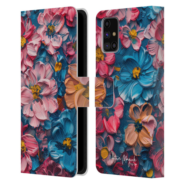 Nature Magick Paint Blobs Elegant Leather Book Wallet Case Cover For Samsung Galaxy M31s (2020)