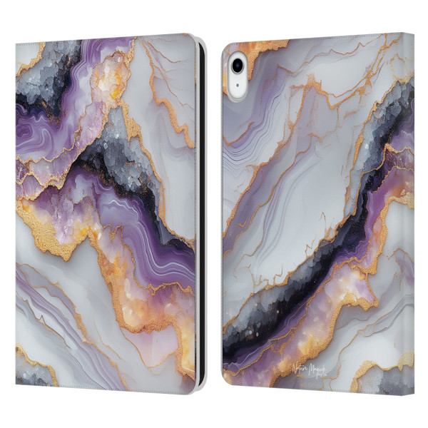 Nature Magick Plum Marble Limpid Leather Book Wallet Case Cover For Apple iPad 10.9 (2022)