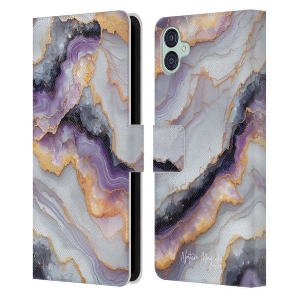 Nature Magick Plum Marble Limpid Leather Book Wallet Case Cover For Samsung Galaxy M04 5G / A04e