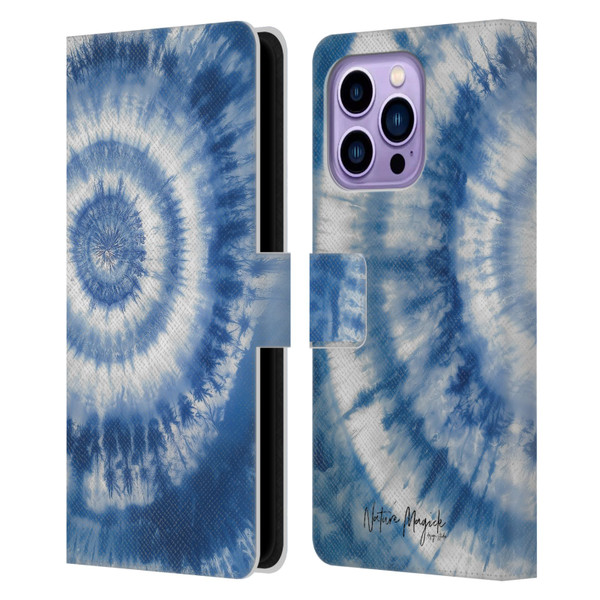 Nature Magick Shibori Tie Dye Center Leather Book Wallet Case Cover For Apple iPhone 14 Pro Max