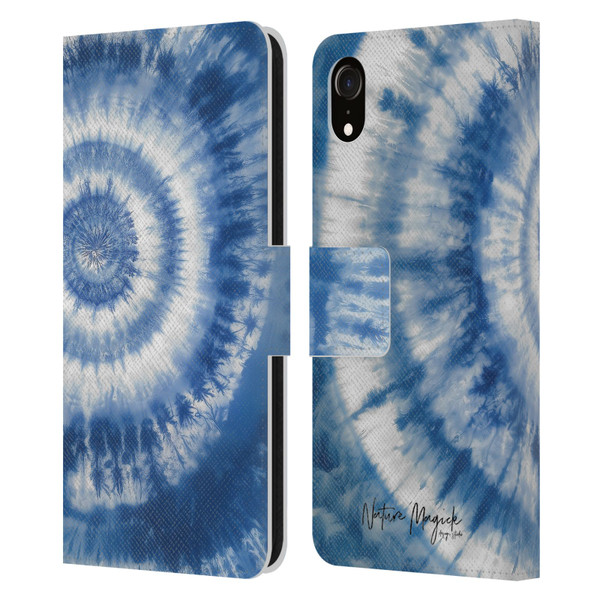 Nature Magick Shibori Tie Dye Center Leather Book Wallet Case Cover For Apple iPhone XR