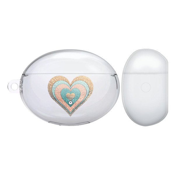 Monika Strigel Heart In Heart Pastel Gold Aqua Clear Hard Crystal Cover for Huawei Freebuds 4