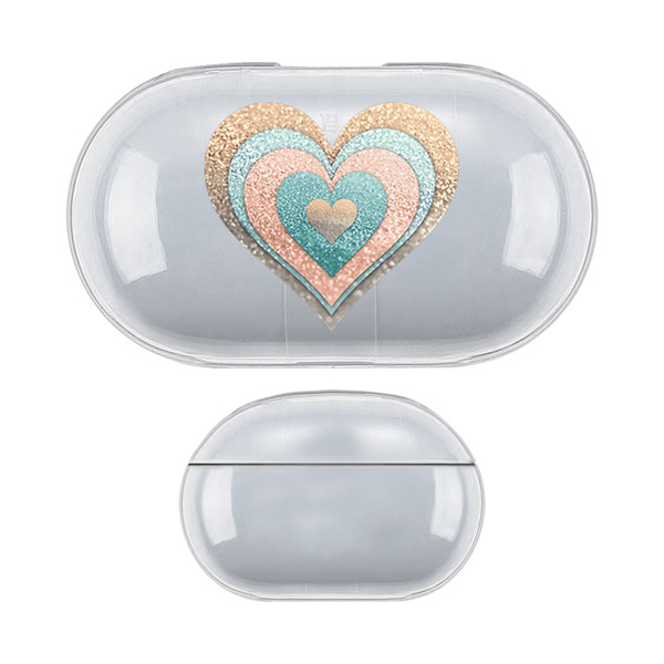 Monika Strigel Heart In Heart Pastel Gold Aqua Clear Hard Crystal Cover for Samsung Galaxy Buds / Buds Plus