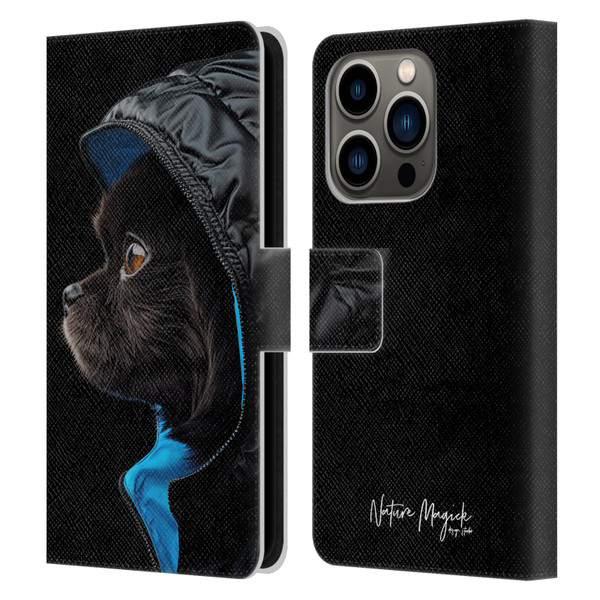 Nature Magick Various Collection Pup Stare Leather Book Wallet Case Cover For Apple iPhone 14 Pro