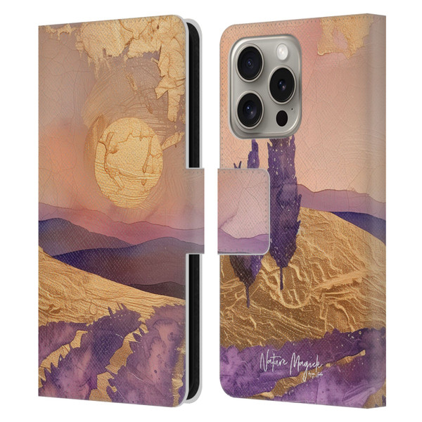 Nature Magick Various Collection Mauve Land Leather Book Wallet Case Cover For Apple iPhone 16 Pro