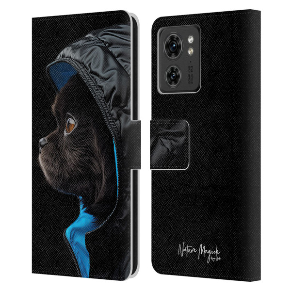 Nature Magick Various Collection Pup Stare Leather Book Wallet Case Cover For Motorola Moto Edge 40/Edge (2023)