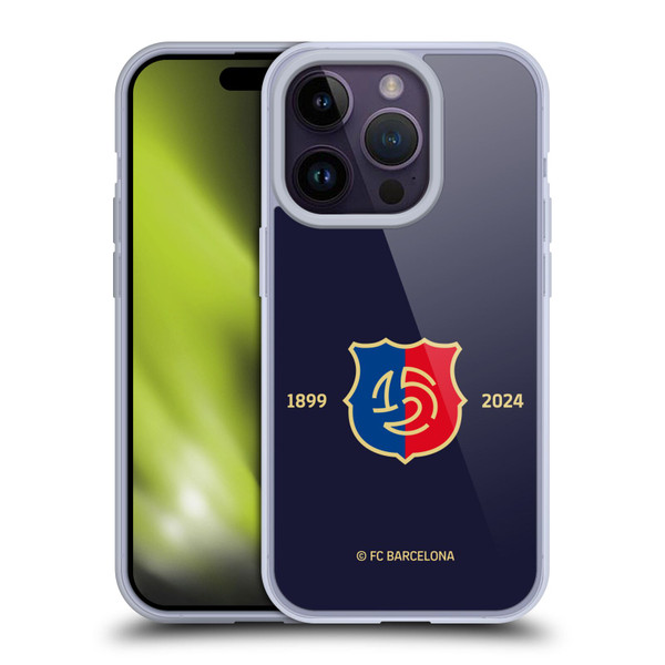 FC Barcelona 125th Anniversary Logo Stack Soft Gel Case for Apple iPhone 14 Pro