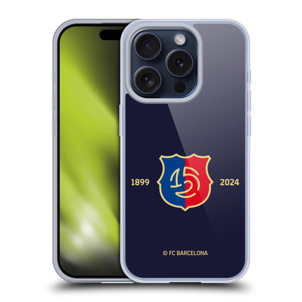 FC Barcelona 125th Anniversary Logo Stack Soft Gel Case for Apple iPhone 15 Pro