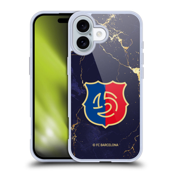 FC Barcelona 125th Anniversary Logo Marble Soft Gel Case for Apple iPhone 16