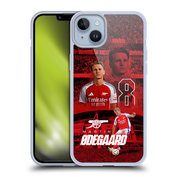Arsenal FC 2024/25 First Team Martin Ødegaard Soft Gel Case for Apple iPhone 14 Plus