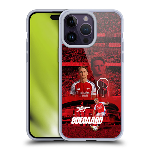 Arsenal FC 2024/25 First Team Martin Ødegaard Soft Gel Case for Apple iPhone 14 Pro Max