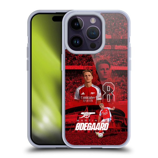 Arsenal FC 2024/25 First Team Martin Ødegaard Soft Gel Case for Apple iPhone 14 Pro