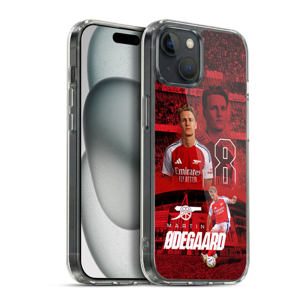 Arsenal FC 2024/25 First Team Martin Ødegaard Soft Gel Case for Apple iPhone 15 Plus & MagSafe