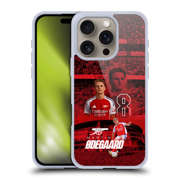 Arsenal FC 2024/25 First Team Martin Ødegaard Soft Gel Case for Apple iPhone 16 Pro