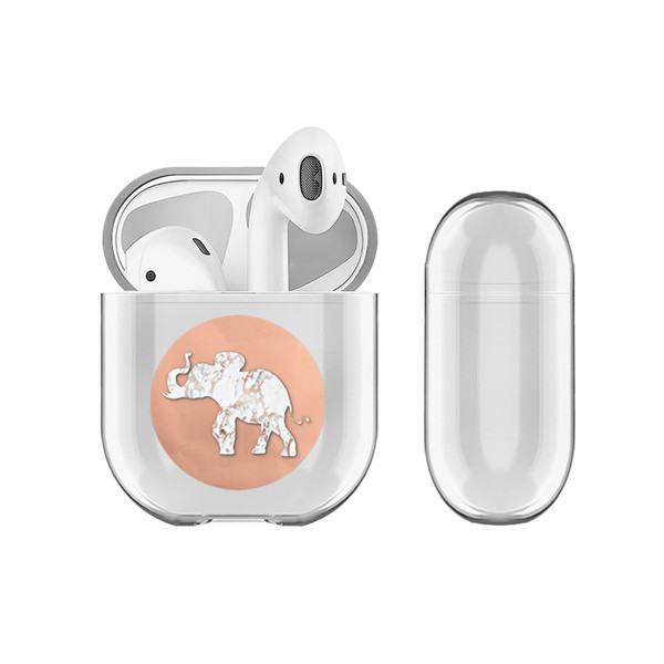 Monika Strigel Marble Elephant Rosegold Marble Clear Hard Crystal Cover for Apple AirPods 1 1st Gen / 2 2nd Gen Charging Case