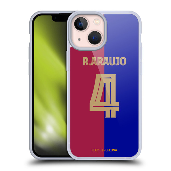 FC Barcelona 2024/25 Players Home Kit Ronald Araújo Soft Gel Case for Apple iPhone 13 Mini
