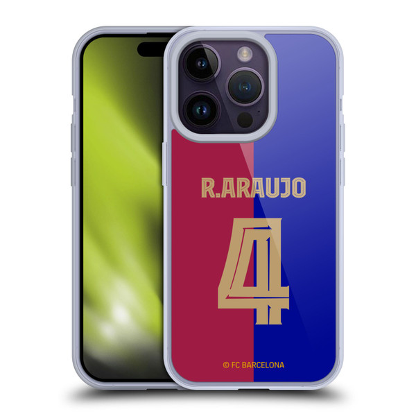 FC Barcelona 2024/25 Players Home Kit Ronald Araújo Soft Gel Case for Apple iPhone 14 Pro