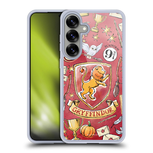 Harry Potter Deathly Hallows XIII Gryffindor Pattern Soft Gel Case for Samsung Galaxy S25+ & MagSafe